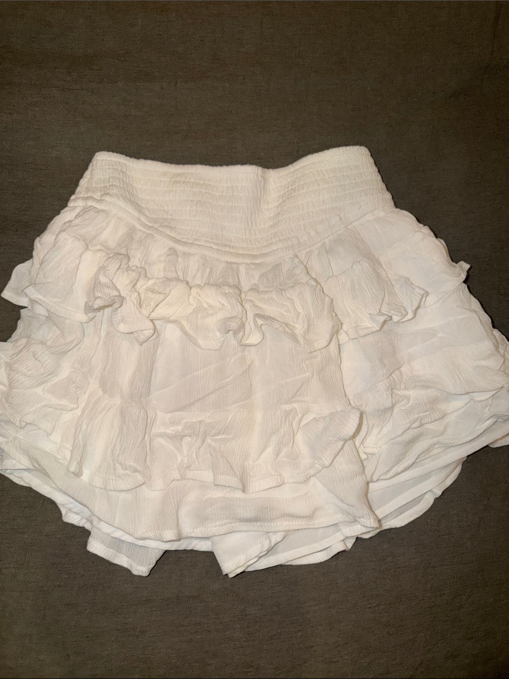 White Tiered Ruffle Mini Skirt